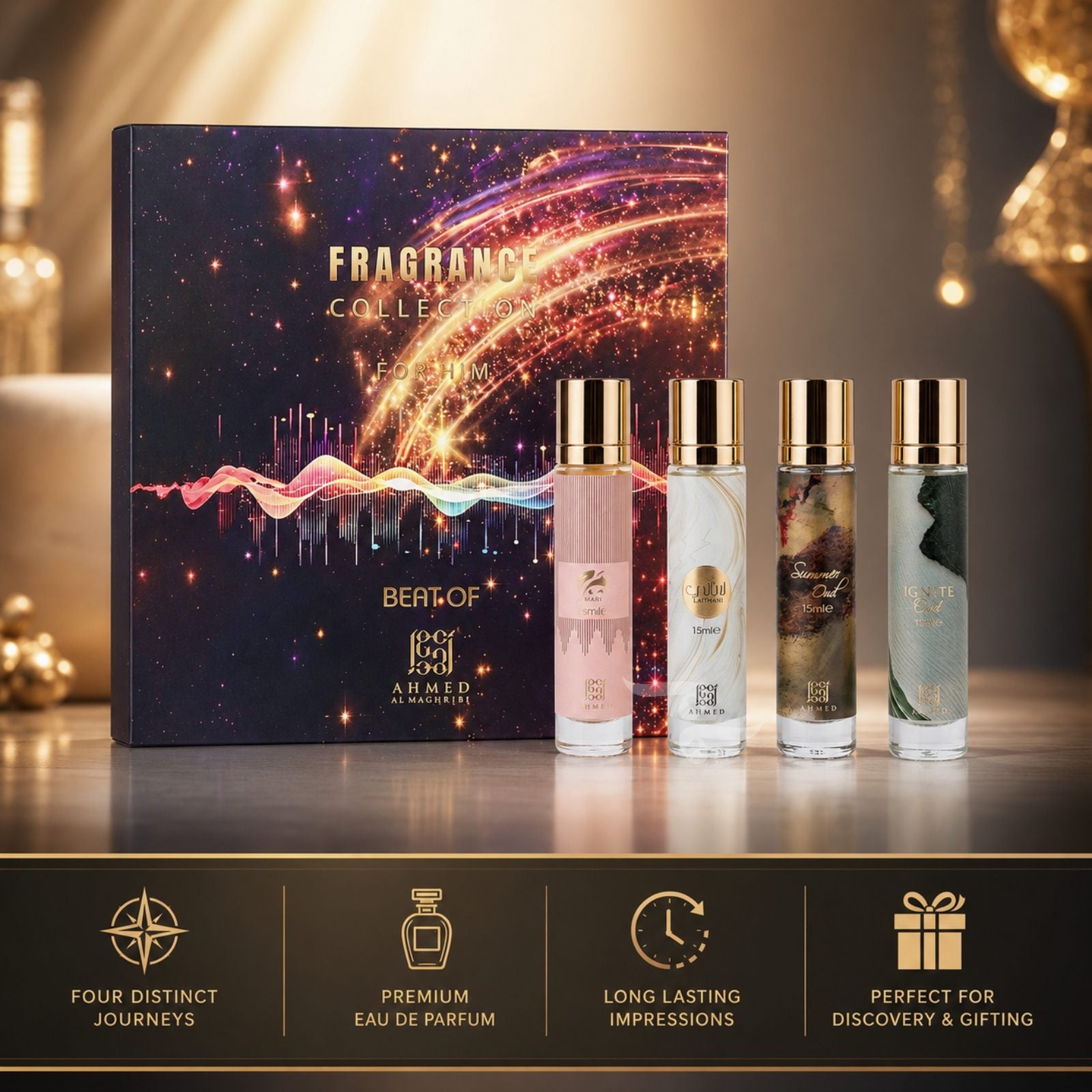 Best of Ahmed Fragrance Collection For Men Discovery Set By Ahmed Al Maghribi (4x 15ml perfumes)