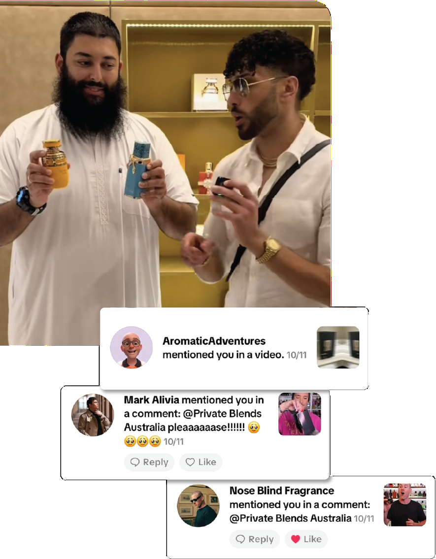 Private Blends with a creator, plus customer mentions